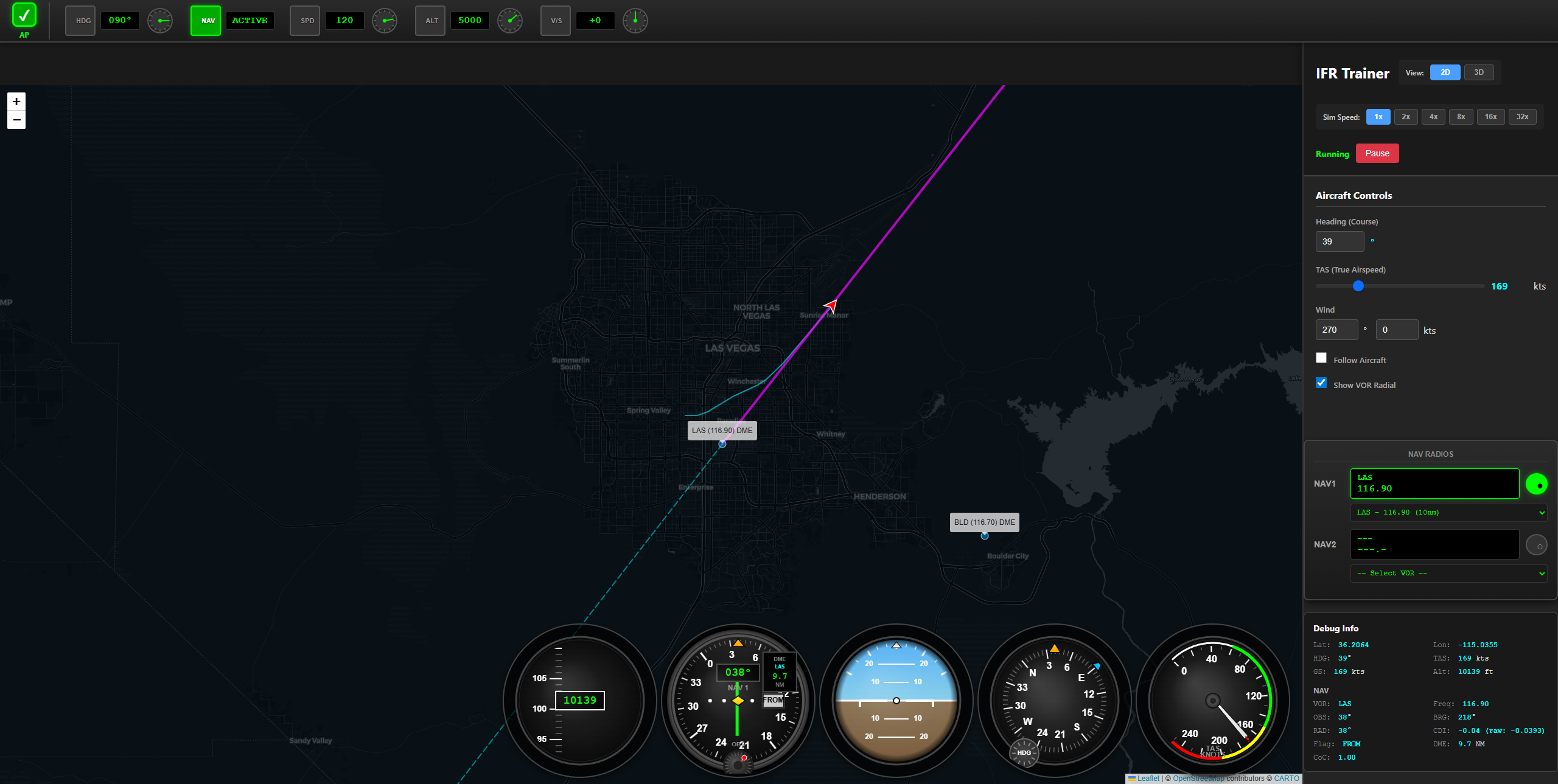 IFR Trainer instrument panel screenshot